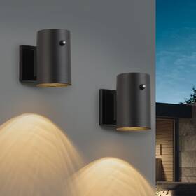 Ca2547-jes-2w C Cattleya 2-pack Black Aluminum Dusk To Dawn Cylinder Outdoor Wall Lantern Sconce