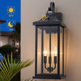 Ca2639-wp C Cattleya 22 Inch Large Matte Black Dusk To Dawn Outdoor Wall Lights With Clear Tempered Glass