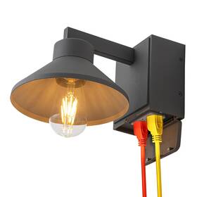 La2286-wg C Cattleya Outdoor Wall Sconce With Outlet Gfci Matte Grey Waterproof Antirust Aluminum Ext