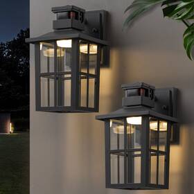 La2589-jun-2w C Cattleya 2 Pack Matte Black Motion Sensor Integrated Led Outdoor Wall Lights