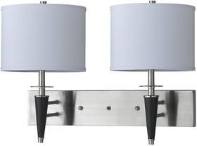 Cal Lighting & Accessories 020193057599 Contemporary Brushed Steel Wall Sconce Dual Light Fabric Shade D Cal Lighting & Accessories 020193057599 Contemporary Brushed Steel Wall Sconce Dual Light Fabric Shade D
