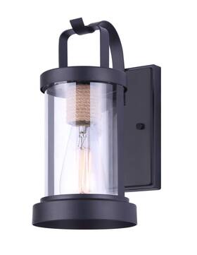 Iol457bkr Canarm Iol457 Delano 12 Inch Tall Outdoor Wall Sconce - Matte Black / Rope