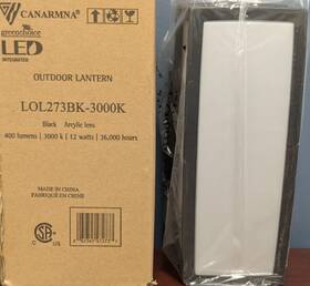 Lol273bk Canarm Led Black Outdoor Lantern Wall Sconce 400lm 3000k 12w 10 Inch H 4.75 W Lol273