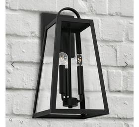 943732bk Capital Lighting Leighton 3 Light Outdoor Wall Lantern Black/clear -