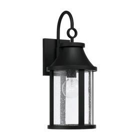 953611bk Capital Lighting Bridger 1lt Outdoor Wall Lantern Black/clear Seeded -