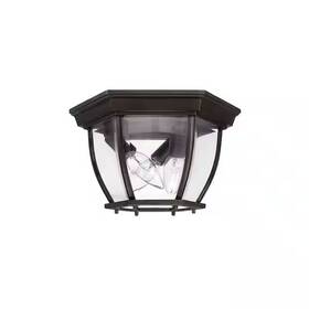 9802bk Capital Lighting 11 Inch 3-light Outdoor Flush Mount Black Clear Glass Dome
