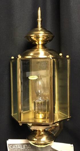 3s5vbb Catalina Lighting 402/3s5vbb 1 Bronze Brass 6 Panel 14 Inch Glass Outdoor Coach Light Lantern Lamp Fixture