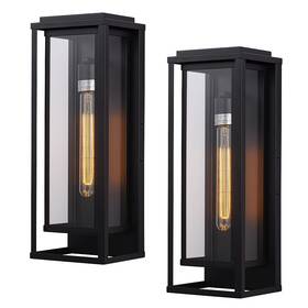 Tlb10d Cerdeco 18 Inch Modern Outdoor Wall Sconce With Rectangular Metal Frame And Transparent G Tlb10d Cerdeco 18 Inch Modern Outdoor Wall Sconce With Rectangular Metal Frame And Transparent G