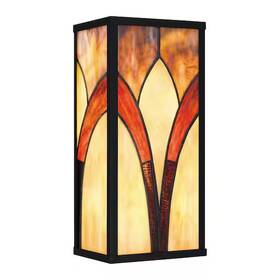 Hd7839f Ceybo 1-light Matte Black Wall Sconce Geometric Tiffany Glass Shade Indoor/outdoor