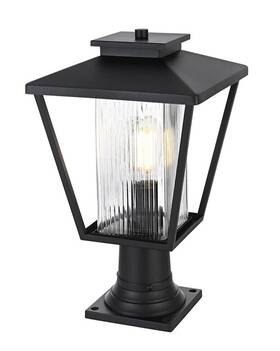 Chandeliers4less 196683028599 Outdoor Light Fixture Ribbed Glass Exterior Porch Pole Walkway Patio Lantern 17 Inch Chandeliers4less 196683028599 Outdoor Light Fixture Ribbed Glass Exterior Porch Pole Walkway Patio Lantern 17 Inch