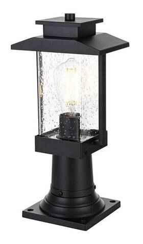 Chandeliers4less 196683028810 Outdoor Wall Sconce Pole Light Fixture Seedy Glass Black Porch Patio Walkway 15 Inch