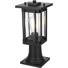Chandeliers4less 196683028902 Outdoor Pole Light Fixture Seedy Glass Black Porch Walkway Patio Lantern 15.5 Inch