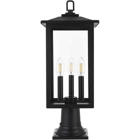 Chandeliers4less 196683029046 Outdoor Pole 4 Light Fixture Large Clear Glass Black Porch Walkway Lantern 21 Inch