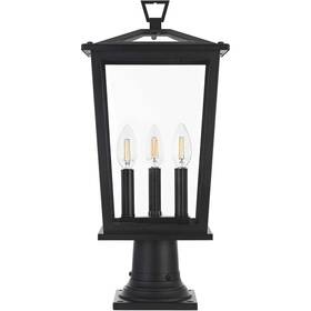 Chandeliers4less 196683029299 Pole 3 Light Fixture Large Outdoor Clear Glass Black Porch Walkway Lantern 20 Inch