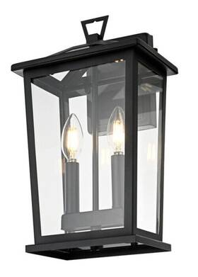 Chandeliers4less 196683029312 Outdoor Wall Sconce Light Fixture Clear Glass Large Exterior Porch Walkway 14.5 Inch