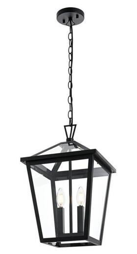 Chandeliers4less 196683029343 Outdoor Chandelier Light Fixture Large Black Exterior Porch Walkway Entrance 19 Inch