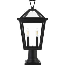 Chandeliers4less 196683029374 Outdoor Pole Light Fixture Ex Large Clear Glass Black Porch Walkway Lantern 22 Inch