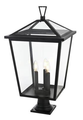 Chandeliers4less 196683029398 Outdoor Pole Light Fixture Large Black Porch Walkway Patio Exterior Lantern 27 Inch