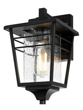Chandeliers4less 196683029589 Outdoor Wall Sconce Light Fixture Seedy Glass Black Porch Walkway Lantern 12.5 Inch