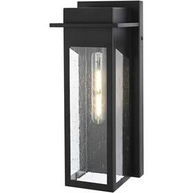 Chandeliers4less 196683029763 Wall Sconce 1 Light Fixture Outdoor Seedy Glass Black Porch Walkway Patio 15 Inch