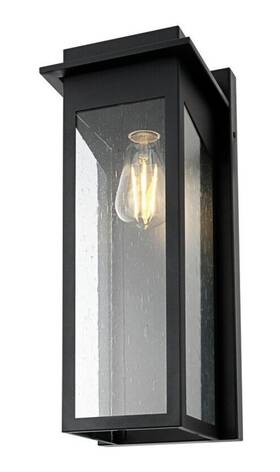 Chandeliers4less 196683029770 Outdoor Wall Sconce Light Fixture Seedy Glass Black Porch Walkway Lantern 18.5 Inch