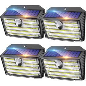 Sl124ab-us Claoner 4 Lamparas Solares 126 Led Luces Para Exteriores Patio Con Sensor De Movimiento