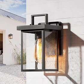 Classy Leaves 735940923941 Black Outdoor Wall Lights Farmhouse Waterproof Square Exterior Lantern S