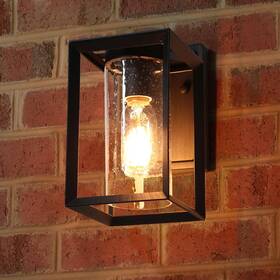 Classy Leaves 735940924023 Black Outdoor Light Fixture Farmhouse Porch Lights With Cylinder Seeded Glas