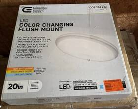 1009184242 Commercial Electric Led Color Changing Flush Mount 20in White Dimmable Ul Listed