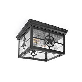 Coramdeo 850016800091 Country Star Square 2 Light Ceiling Mount Farmhouse Fixture Indoor Or Outdoo