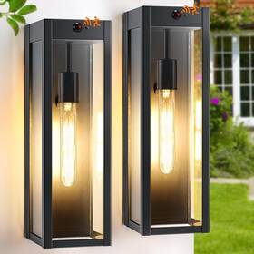 Cr-wl604b-bk Criry Motion Sensor Black Wall Light Fixtures 2-pack 16 Inch Anti-rust Dusk Dawn