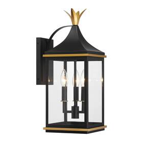 Sim-801-mk-tg Crystorama Matte Black Textured Gold Outdoor Wall Sconce From The Simpson Collection