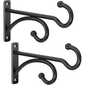 Cubilan 313040774726 2-pack 6 Inch Black Metal Indoor/outdoor With Wall Mounts Hook For Hanging Plants