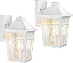 6x16b-bk Darkaway Outdoor Sconce Lights Wall Light Fixtures Medium 2 Pack White