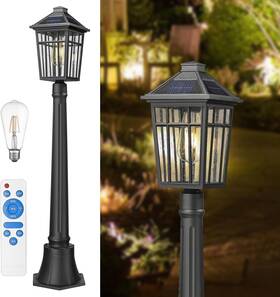 6x16pl-s Darkaway 41 Inch Solar Post Lights Light Fixture Dusk Dawn Aluminum Lamp Black
