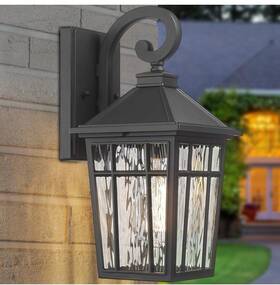 6x24b Darkaway Outdoor Wall Light Exterior Lighting Fixture Mount With Water Ripple Glass