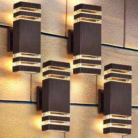 Dst-241101 Dastor 4 Pack Outdoor Wall Lights Brown Fixtures Mount 2-layer Modern For
