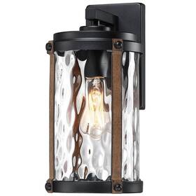 Uto-f10611 Dawn 1-light Matte Black Hardwired Outdoor Wall Lantern Sconce With Water Glass