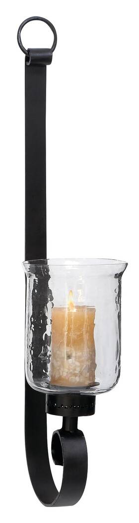 Deco 79 758647345656 Metal Scroll Handmade Pillar Wall Sconce 9 Inch X 7 31 Black