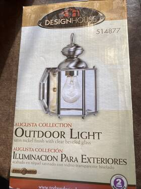 514877 Design House Outdoor Light Augusta Collection Satin Nickel Finish With Clea