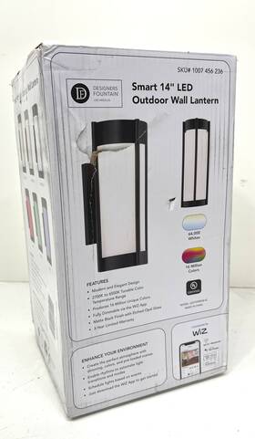 1007456236 Designers Fountain Matte Black Outdoor Hardwired Porch Light Wall Sconce Smart