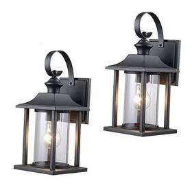 73478 Designers Impressions Twin Pack Outdoor Patio/porch Wall Mount Black