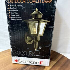 3003-bk Diamond F Porch Light Couch Black 3003 Bk Clear Glass Panels 5.5 Inch W X 14 L 6 Alumi