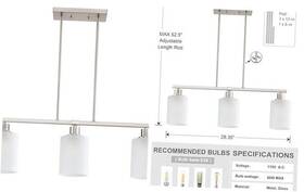 3244sxd3bn Dongguan Doraimi Leading Inc 3 Light Linear Indoor Hanging Kitchen Island Brushed Nickel Finish