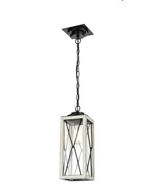 Dvp43375bk Dvi Biw-cl Lighting County Fair Outdoor Chain Hung Glass Birchwood And Black Dvp43375