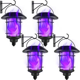 Zsbd23403-4 Dynaming Solar Purple Flame Wall Lanterns Outdoor Halloween Hanging Lights Flickering