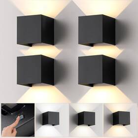 Easyusahome 793288466797 4 Pack Led Outdoor Wall Sconces Exterior/interior Modern Black Square Aluminu