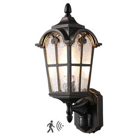 Howl07f Edishine 17.83 Inch Black With Gold Edge Motion Sensing Dusk To Dawn Wall Lantern