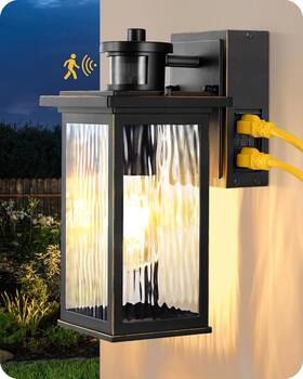 Howl08c Edishine Motion Sensor Outdoor Wall Light With Gfci Outlet Dusk To Dawn New