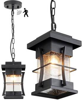 Eeru 782125994098 Motion Outdoor Pendant Light Fixture With Dusk To Dawn Sensor Exterior Hanging